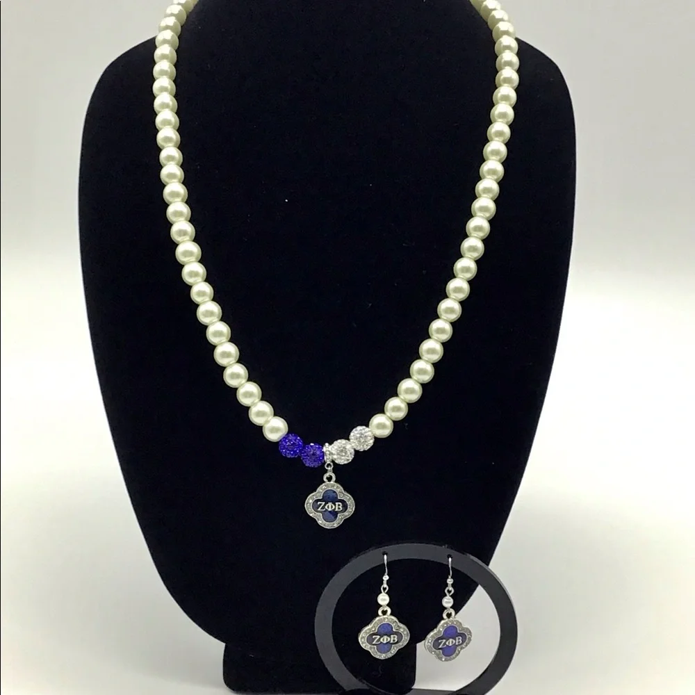 Zeta Phi Beta Necklace and Earring Set - Picture 3 of 9
